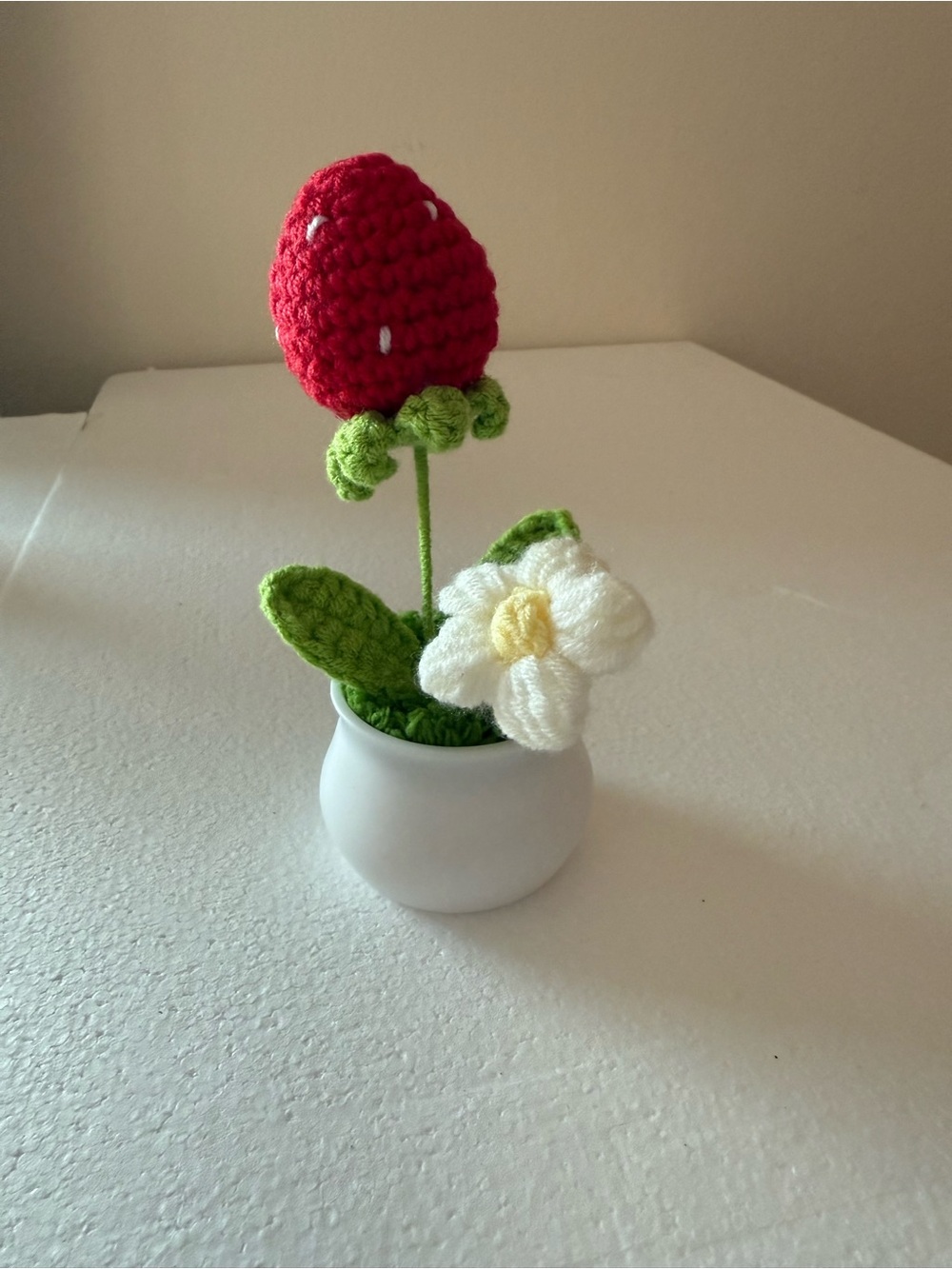 Handmade Red Crochet Strawberry Floral Accent by